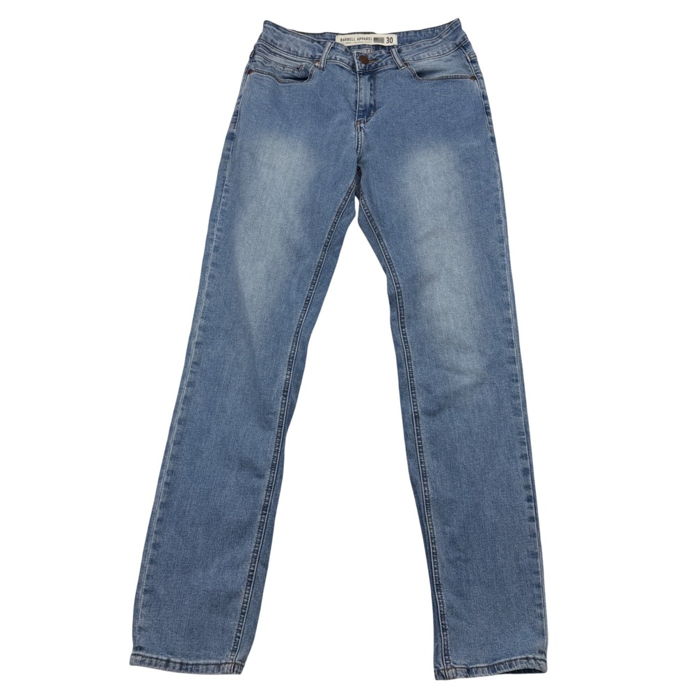 Barbell Apparel Jeans Mens 30x32 Light Blue Slim Athletic Fit Stretch Denim